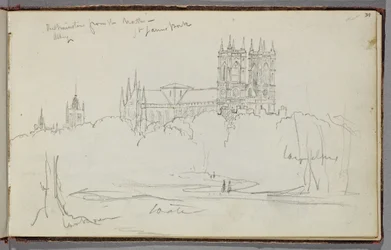 Westminster Abbey vanuit het noorden, St. James Park